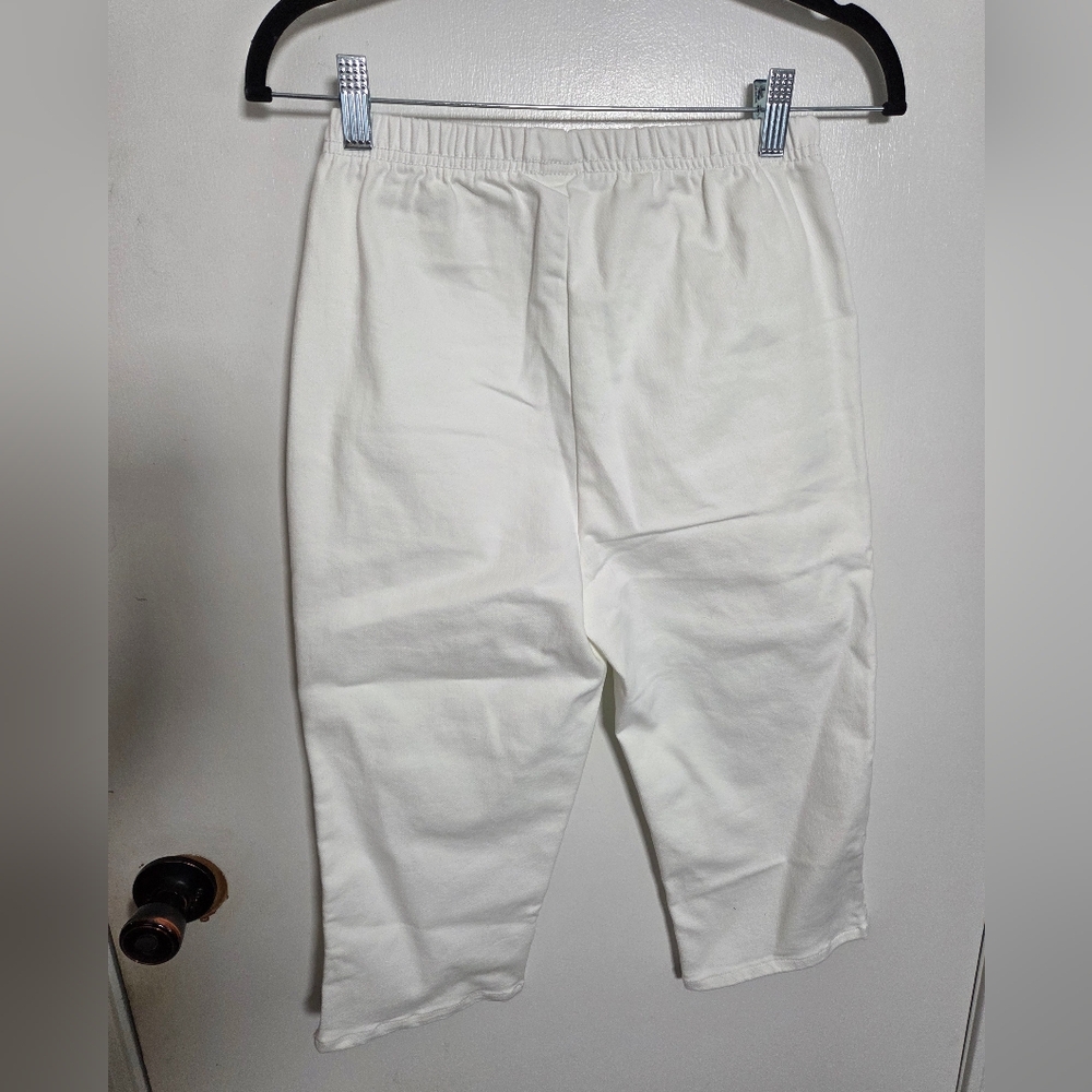 Blair Womens White Cotton Carpi's Summer Elastic Waist Casual Pockets Size 6PS